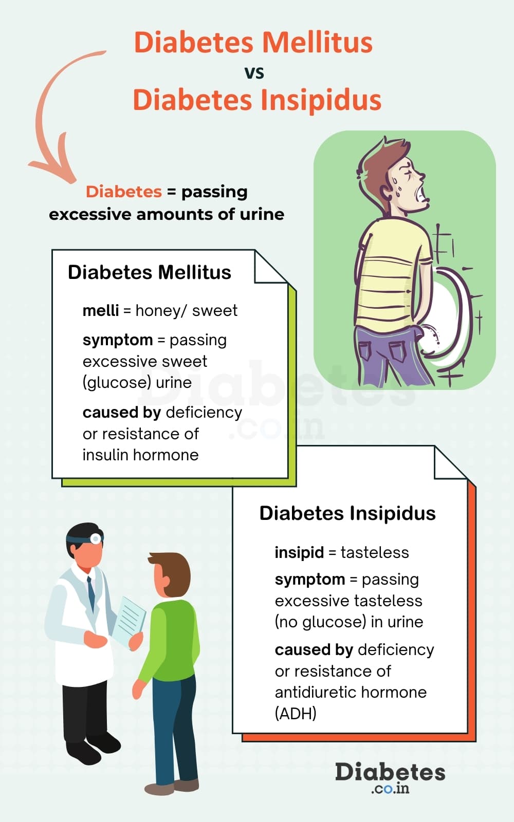 Difference between Diabetes Mellitus and Diabetes Insipidus